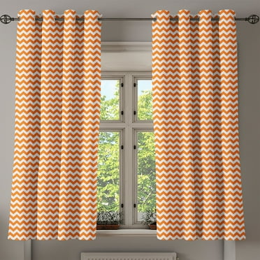 Ambesonne Autumn Grommet Curtain, Holiday Seasonal Color, 50" x 63", Orange and White