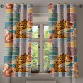 thumbnail image 1 of Ambesonne Autumn Grommet Curtain, Watercolor Dahlia Pattern, 50"x63", Pale Blue Grey and Orange, 1 of 1