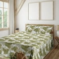 thumbnail image 1 of Ambesonne Autumn Leaves Fitted & Flat Sheet with Shams 4 Pcs Set, Botany Romantic Leaf, Queen, Pistachio Green White, 1 of 1