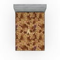 thumbnail image 1 of Ambesonne Autumn Leaves Fitted Sheet, Neutral Leafy Print, King Size, Dark Khaki Lime Green, 1 of 5