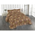 thumbnail image 1 of Ambesonne Autumn Leaves Quilted Bedspread Set 3 Pcs, Fall Forest Leaf Art, King, Pale Ruby Peacock Green, 1 of 4