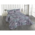 thumbnail image 1 of Ambesonne Autumn Leaves Quilted Coverlet 2 Pcs, Neutral Ferns Pattern, Twin Size, Cadet Blue Lilac Eggplant, 1 of 4