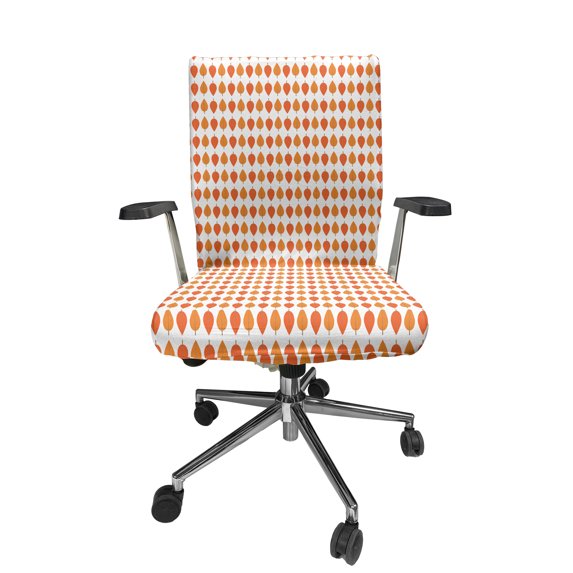 Ambesonne Autumn Office Chair Cover Stretchable High Back, Tangerine Tones Leaf Pile, Marigold and Vermilion