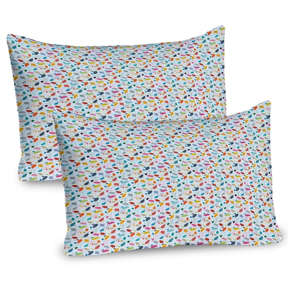 Ambesonne Autumn Pillow Sham 2 Pack, Colorful Various Leaf Types, 36"x20", Pale Blue Multicolor