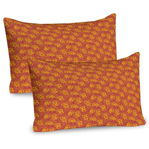 Ambesonne Autumn Pillow Sham 2 Pack, Detailed Fall Leaves Pattern, 36"x20", Pale Maroon Earth Yellow