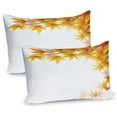 thumbnail image 1 of Ambesonne Autumn Pillow Sham 2 Pack, Maple Leaf Branches, 36"x20", Yellow Orange and Brown, 1 of 3