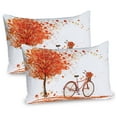 thumbnail image 1 of Ambesonne Autumn Pillow Sham 2 Pack, Watercolor Fall Season, 26"x20", Orange Brown and White, 1 of 3