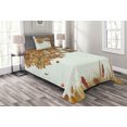 thumbnail image 1 of Ambesonne Autumn Quilted Bedspread Set 2 Pcs, Deciduous Oak Leaves, Twin Size, Umber Redwood, 1 of 3