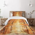 thumbnail image 1 of Ambesonne Autumn Quilted Bedspread Set 2 Pcs, Forest Lake Fall Trees, Twin Size, Orange Brown, 1 of 3