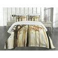 thumbnail image 1 of Ambesonne Autumn Quilted Bedspread Set 3 Pcs, Tree in Abstract Woods, King Size, Orange Brown, 1 of 5