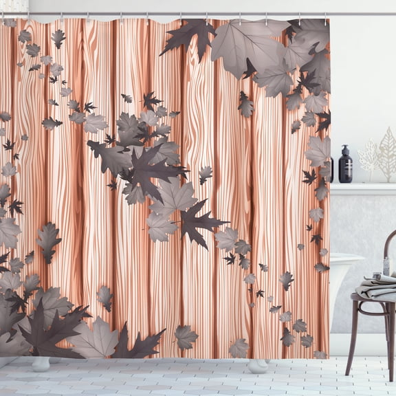 Ambesonne Autumn Shower Curtain, Fall Art Maple Leaves Print, 69"Wx70"L, Dark Warm