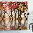 thumbnail image 1 of Ambesonne Autumn Shower Curtain, Fall Season River with Trees, 69"Wx84"L, Brown and Magenta, 1 of 3