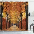 thumbnail image 1 of Ambesonne Autumn Shower Curtain, Pathway in the Woods, 69"Wx70"L, Orange Brown, 1 of 5