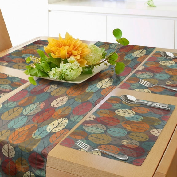 Ambesonne Autumn Table Runner & Placemats, Creative Nature Composition, Placemat 4 pcs + Runner 12"x72", Multicolor