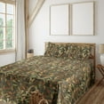 thumbnail image 1 of Ambesonne Autumn Themed Fitted & Flat Sheet with Shams 4 Pcs Set, Fall Leaves Pattern, King, Apple Green Pale Coffee, 1 of 1
