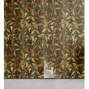 Ambesonne Autumn Themed Peel & Stick Wallpaper for Home, Fall Leaves Pattern, 13"x72", Apple Green Pale Coffee