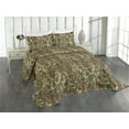 thumbnail image 1 of Ambesonne Autumn Themed Quilted Coverlet 3 Pcs, Fall Leaves Pattern, Queen Size, Apple Green Pale Coffee, 1 of 1