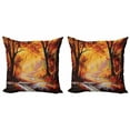 thumbnail image 1 of Ambesonne Autumn Throw Pillow Cover 2 Pack, Forest Trees Leaves, 16", Orange Brown, 1 of 6