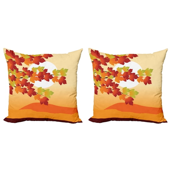 Ambesonne Autumn Throw Pillow Cover 2 Pack, Maple Tree Branches, 18", Multicolor