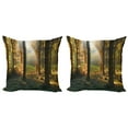 thumbnail image 1 of Ambesonne Autumn Throw Pillow Cover 2 Pack, Sunset Dark Pine Trees, 16", Orange Green, 1 of 7