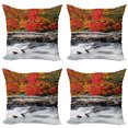 thumbnail image 1 of Ambesonne Autumn Throw Pillow Cover 4 Pack, Fall Forest Driftwood, 16", Red, 1 of 5