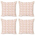 thumbnail image 1 of Ambesonne Autumn Throw Pillow Cover 4 Pack, Season Forest Flora Design, 24", Vermilion Mustard and White, 1 of 2