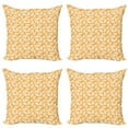 thumbnail image 1 of Ambesonne Autumn Throw Pillow Cover 4 Pack, Simple Delicate Leafs Detail, 24", Pale Orange White, 1 of 2