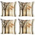 thumbnail image 1 of Ambesonne Autumn Throw Pillow Cover 4 Pack, Tree in Abstract Woods, 18", Orange Brown, 1 of 5