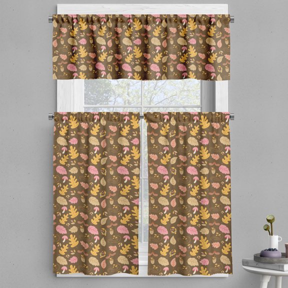 Ambesonne Autumn Valance & Curtain, Fall down Oak Acorn Maple, 55"x24", Umber and Pale Orange