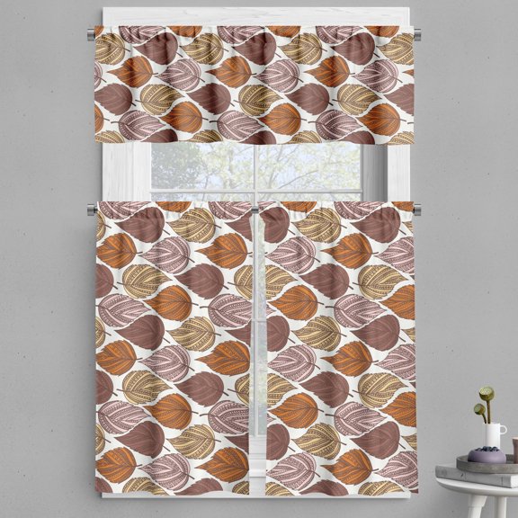 Ambesonne Autumn Valance & Curtain, Ornate Leaves, 55"x30", Multicolor