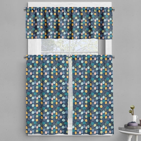 Ambesonne Autumn Valance & Curtain, Repeating Colorful Foliage, 55"x36", Avocado Green Petrol Blue