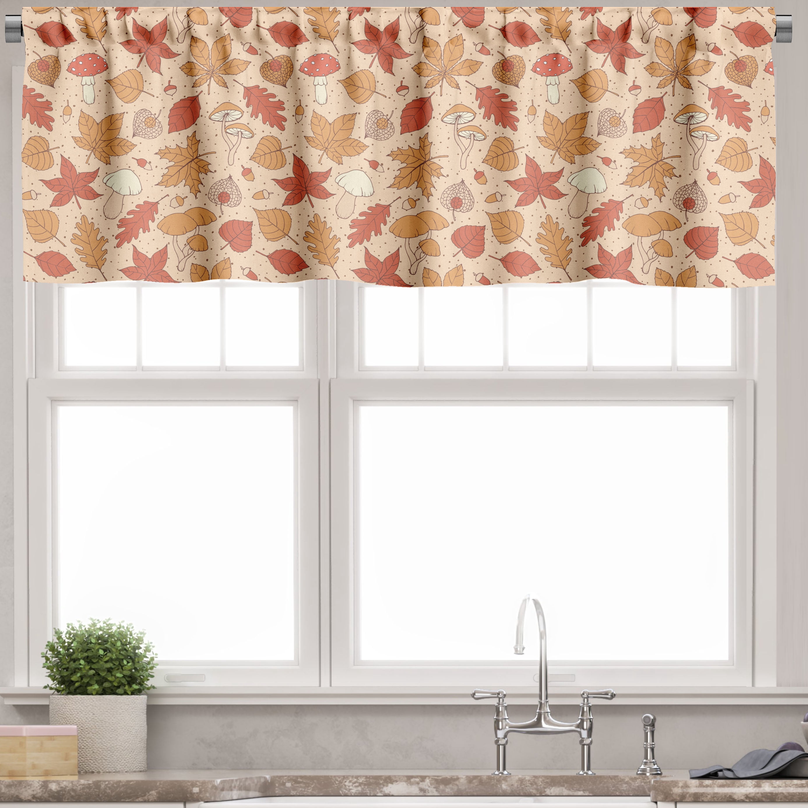 Fall Color Valances Ambesonne Autumn Valance Pack of 2, Fall Forest Along Leaves, 42
