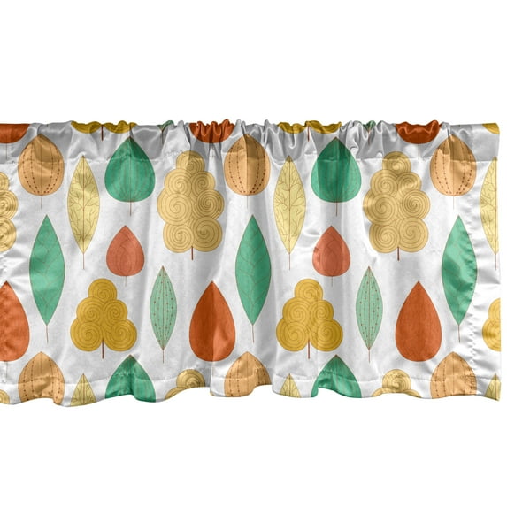 Ambesonne Autumn Valance Pack of 2, Fall Forest Leaves Doodle, 42"X18", Multicolor