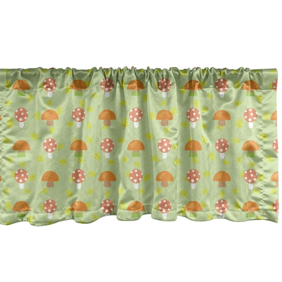 Ambesonne Autumn Valance Pack of 2, Fall Leaves Seasonal Veggies, 54"X18", Pale Green and Orange