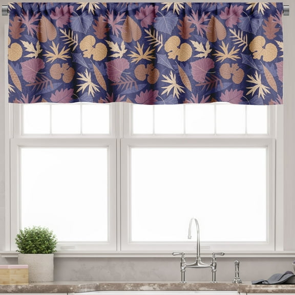 Ambesonne Autumn Valance Pack of 2, Graceful Leafage Vintage, 54"X12", Multicolor