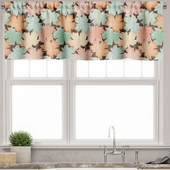 Ambesonne Autumn Valance Pack of 2, Seasonal Leaf Silhouettes, 54"X18", Multicolor