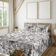 thumbnail image 1 of Ambesonne Autumn Vibes Fitted & Flat Sheet with Shams 4 Pcs Set, Buds and Flowers Print, King, Off White Purpleblue, 1 of 5