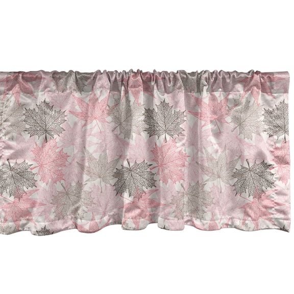 Ambesonne Autumn Window Valance, Abstract Maple Leaves Art, 54" X 18", Pastel Pink and Pale Sepia