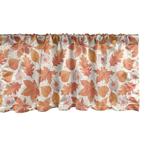 Ambesonne Autumn Window Valance, Assortment of Leaves Pattern, 42" x 12", Champagne Dark Salmon
