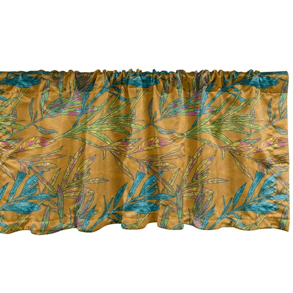 Ambesonne Autumn Window Valance, Botanical Leaves Art, 42" x 18", Yellow and Multicolor