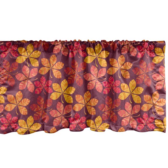 Ambesonne Autumn Window Valance, Colorful Blooming Fall Flora, 54" X 12", Purple Dark Coral and Yellow