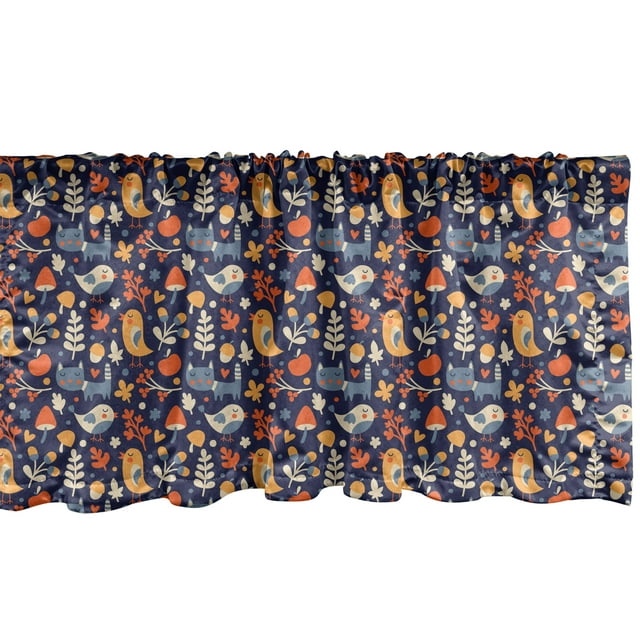 Ambesonne Autumn Window Valance, Doodle Forest, 54" X 18", Multicolor