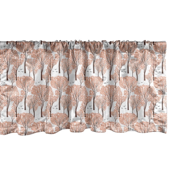 Ambesonne Autumn Window Valance, Fall Nature Woodland, 54" X 18", Umber Taupe Dark Orange