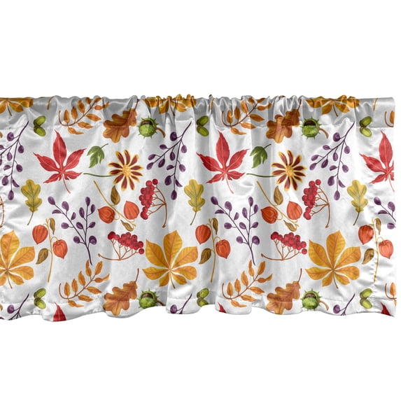 Ambesonne Autumn Window Valance, Leaves Composition Art, 42" x 18", Vermilion and Burnt Orange