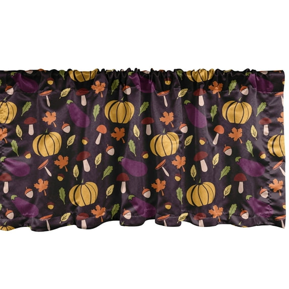 Ambesonne Autumn Window Valance, Mushroom Seasonal Vegetable, 54" X 18", Dark Maroon Marigold
