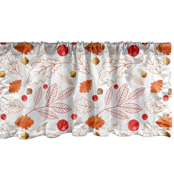 Ambesonne Autumn Window Valance, Season Forest Flora Design, 42" x 12", Vermilion Mustard and White