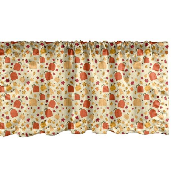 Ambesonne Autumn Window Valance, Seasonal Ornaments Art, 42" x 18", Pale Orange Cream
