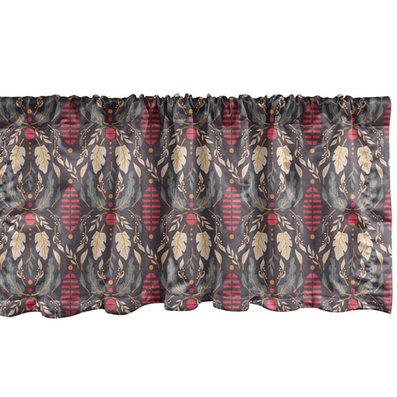 Ambesonne Autumn Window Valance, Various Leaves Branches Art, 42" x 12", Dark Taupe Grey and Hot Pink