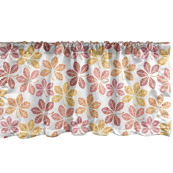 Ambesonne Autumn Window Valance, Warm Colored Fall Leaves, 42" x 12", Orange and Vermilion