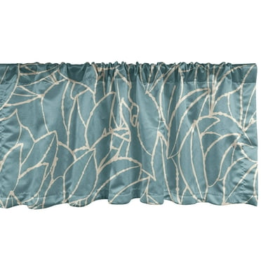 Ambesonne Autumn Window Valance with Rod Pocket, Leaves Pattern Background, 54" X 18", Pale Teal and Champagne